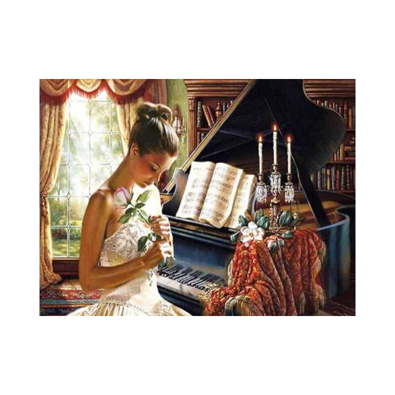 Muziekinstrumenten-piano met vrouw en roos- vanaf 21,48 €