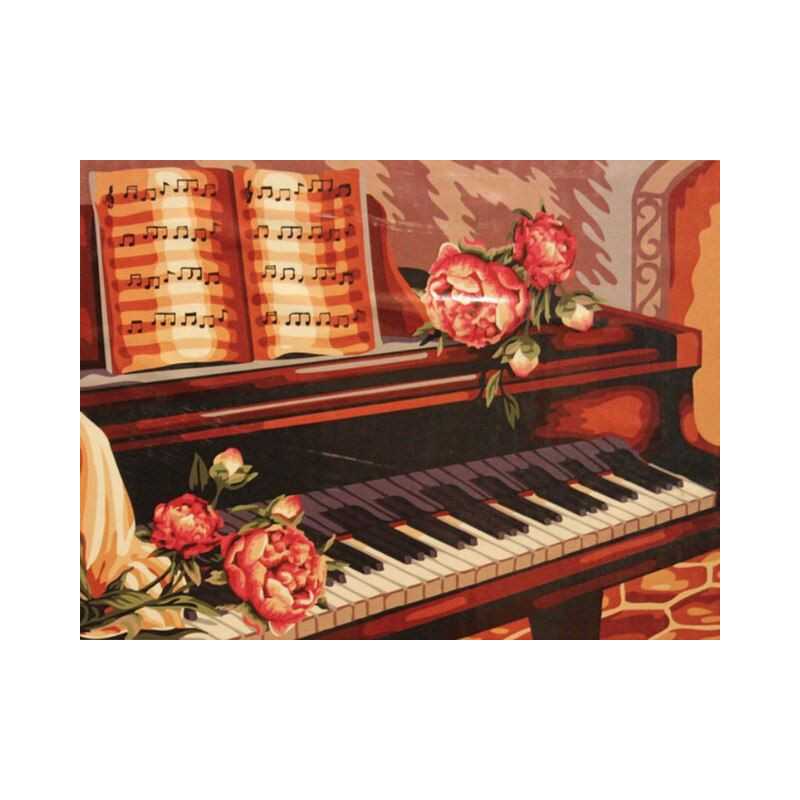 Muziekinstrumenten-piano met pomponette bloemen- vanaf 21,48 €