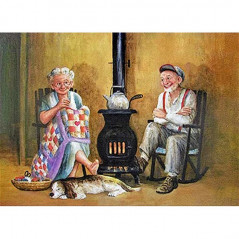 Bejaarde - Bejaarde echtpaar Bij het vuur - Vanaf 13,08 €