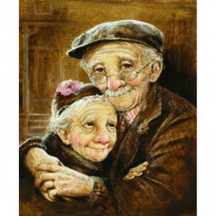 Bejaarde - Gelukkig bejaarde echtpaar in hun armen - Vanaf 13,08 €