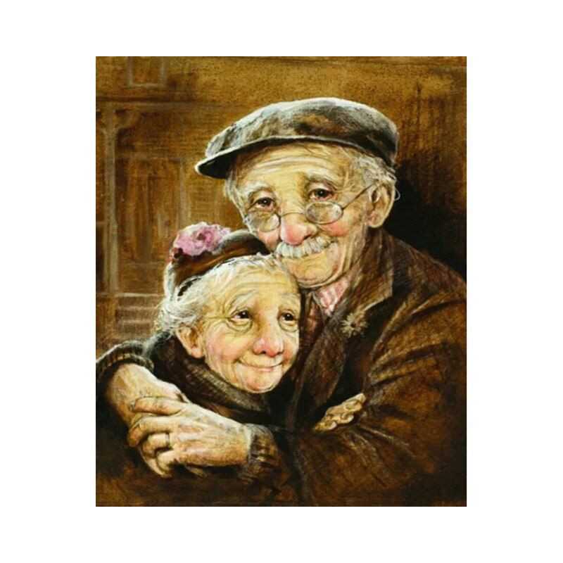 Bejaarde - Gelukkig bejaarde echtpaar in hun armen - Vanaf 13,08 €