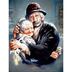 Bejaarde-Bejaarde echtpaar verliefd in hun armen - Vanaf 13,08 €