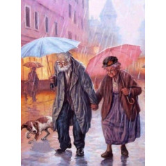 Bejaarde-Bejaarde echtpaar met paraplu - Vanaf 20,28 €