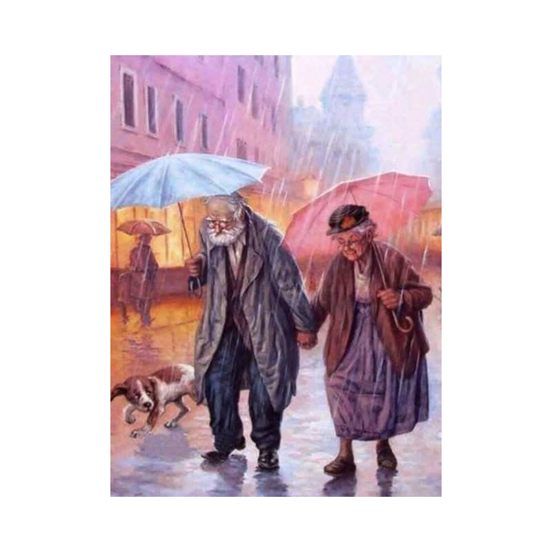 Bejaarde-Bejaarde echtpaar met paraplu - Vanaf 20,28 €