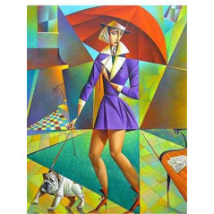 Dames & heren-dames paraplu en hond in Picasso-stijl - vanaf 20,28 €