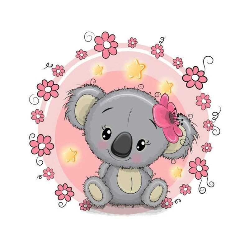 Kleine grappige dieren-Baby Koala roze bloemen- Vanaf 14,28 €