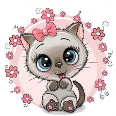 Kleine grappige dieren-baby kat roze bloemen- vanaf 14,28 €