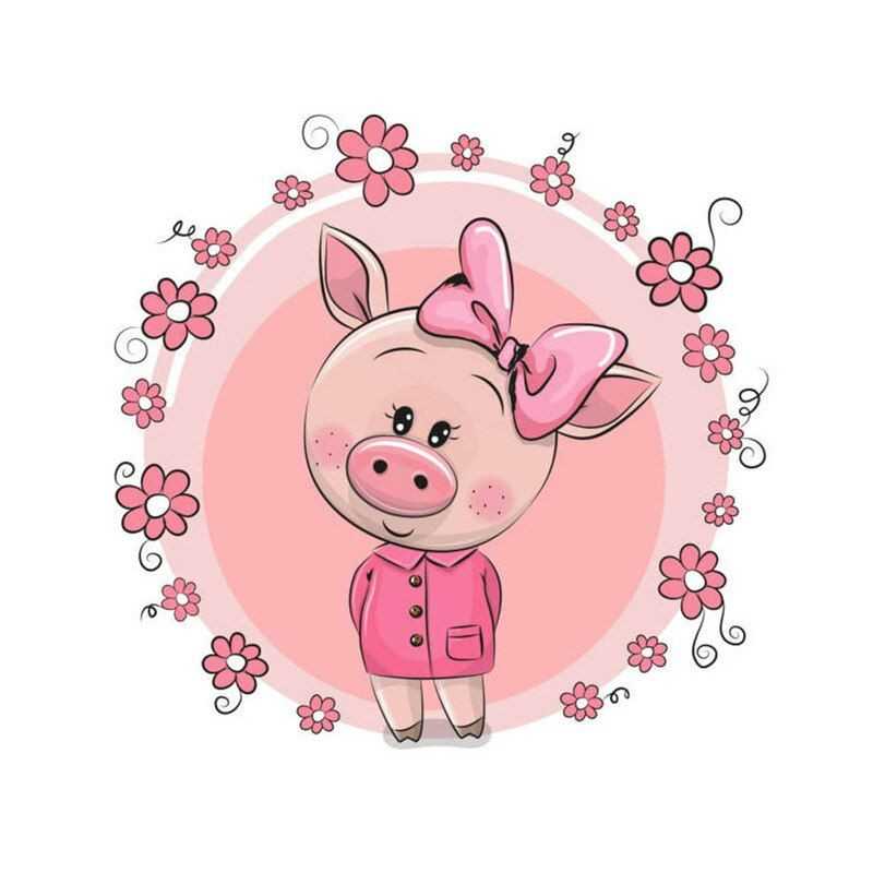Kleine grappige dieren-baby varken roze bloemen- vanaf 14,28 €