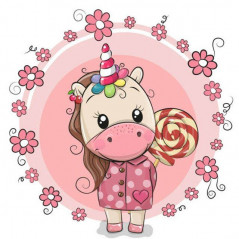 Kleine grappige dieren - Baby Eenhoorn 4 roze bloemen - Vanaf 14,28 €