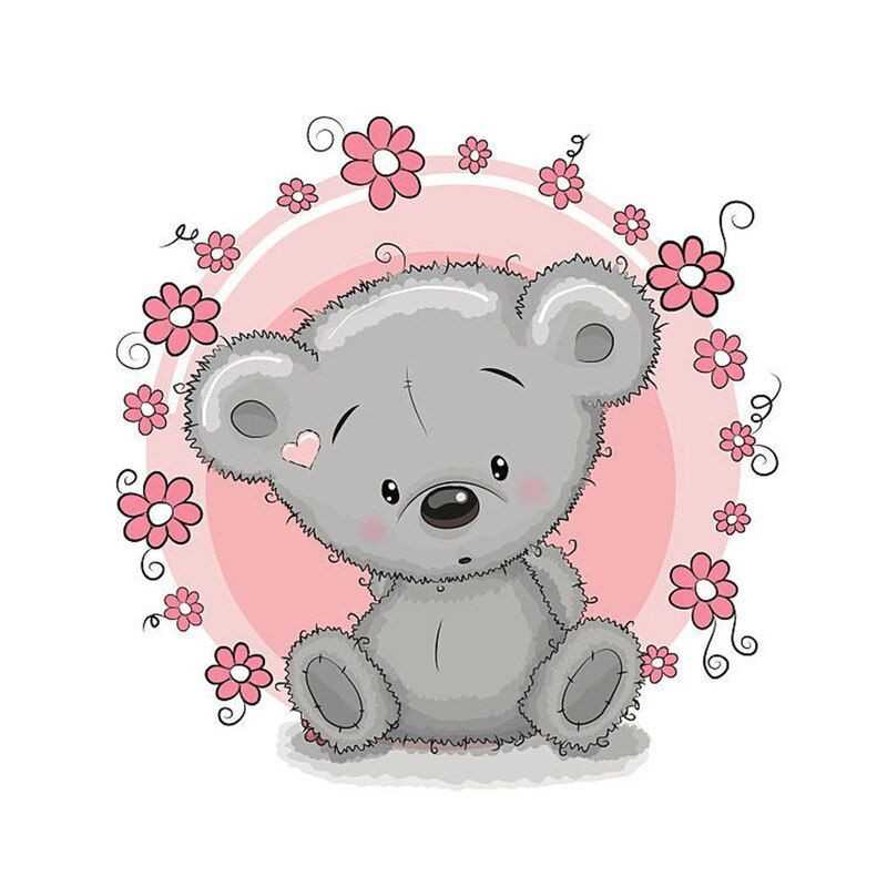 Kleine grappige dieren - Baby teddybeer 3 roze bloemen - Vanaf 14,28 €