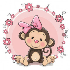 Kleine grappige dieren-baby aap roze bloemen- vanaf 14,28 €