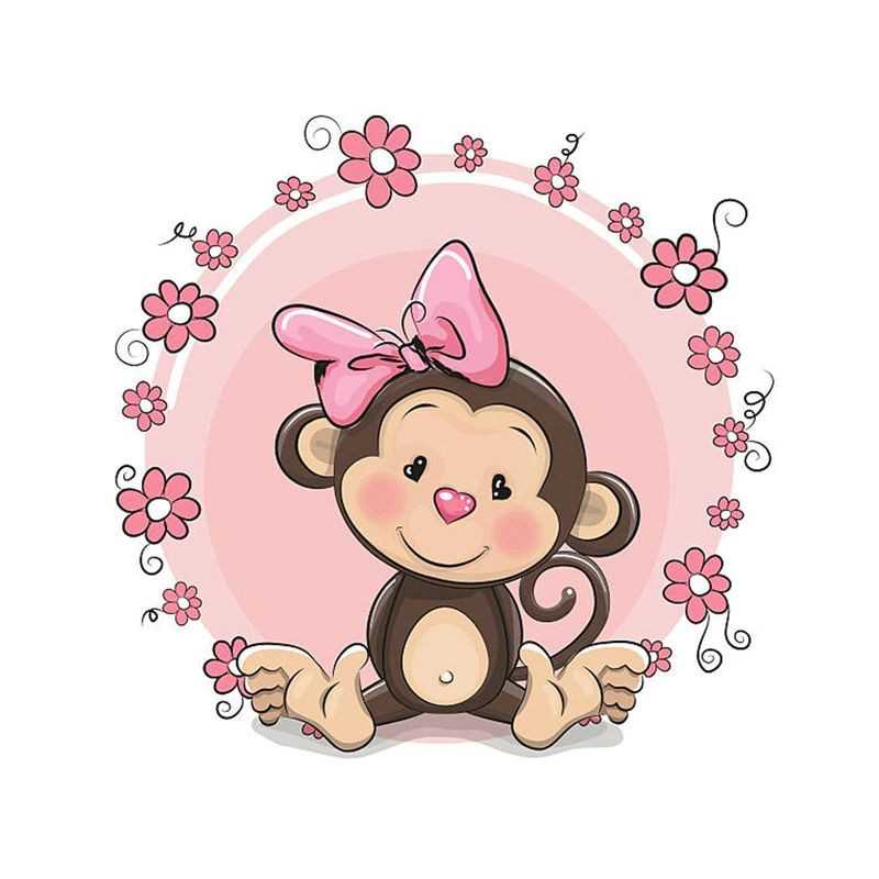 Kleine grappige dieren-baby aap roze bloemen- vanaf 14,28 €