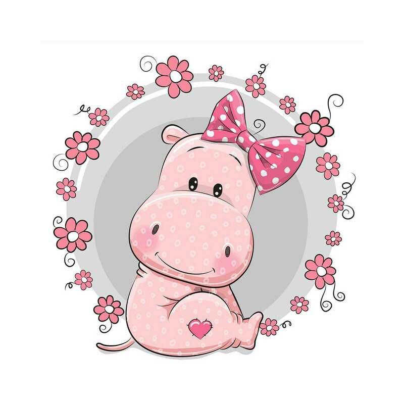 Kleine grappige dieren - Baby nijlpaard roze bloemen - Vanaf 14,28 €