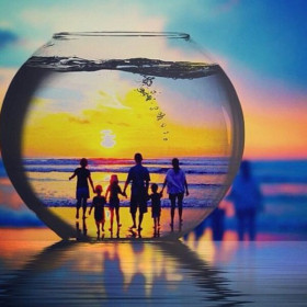 Diamond Painting Glas Familie
